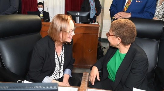 Councilwoman Traci Park and Mayor Karen Bass