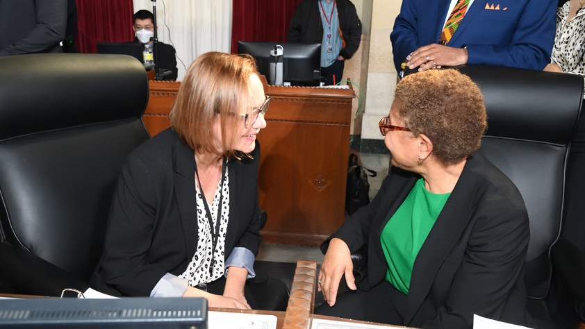 Councilwoman Traci Park and Mayor Karen Bass